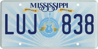 MS license plate LUJ838