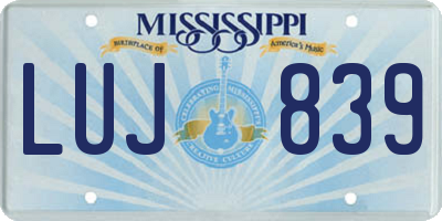 MS license plate LUJ839