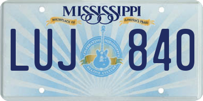 MS license plate LUJ840