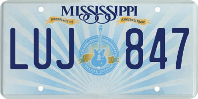 MS license plate LUJ847