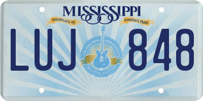MS license plate LUJ848