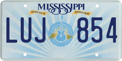 MS license plate LUJ854