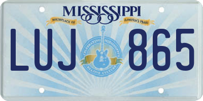 MS license plate LUJ865