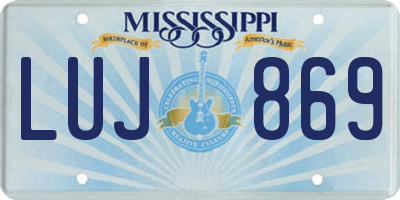 MS license plate LUJ869