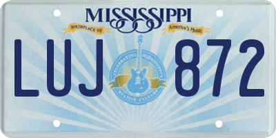 MS license plate LUJ872