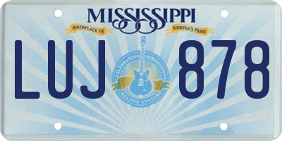 MS license plate LUJ878