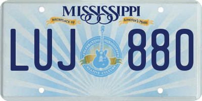 MS license plate LUJ880