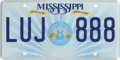 MS license plate LUJ888