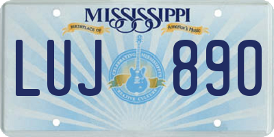 MS license plate LUJ890