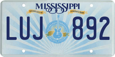 MS license plate LUJ892
