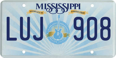 MS license plate LUJ908