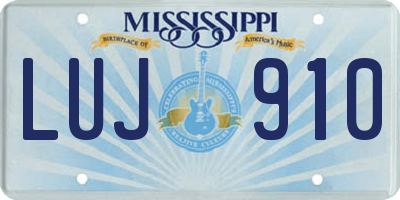 MS license plate LUJ910