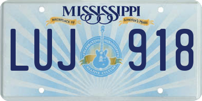 MS license plate LUJ918