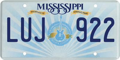 MS license plate LUJ922