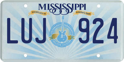 MS license plate LUJ924