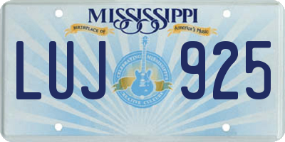 MS license plate LUJ925