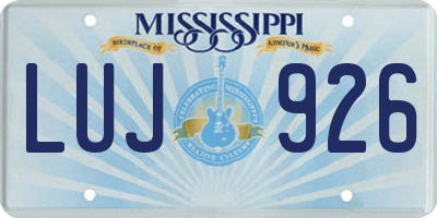MS license plate LUJ926