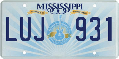 MS license plate LUJ931