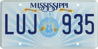 MS license plate LUJ935