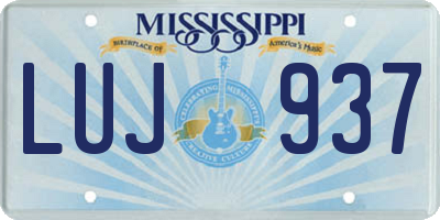 MS license plate LUJ937