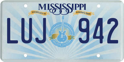 MS license plate LUJ942