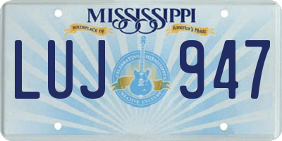 MS license plate LUJ947