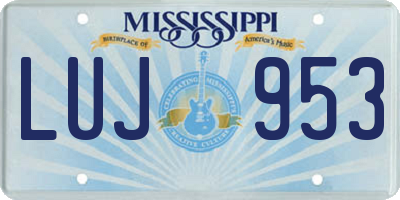 MS license plate LUJ953