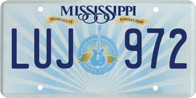 MS license plate LUJ972