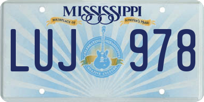 MS license plate LUJ978
