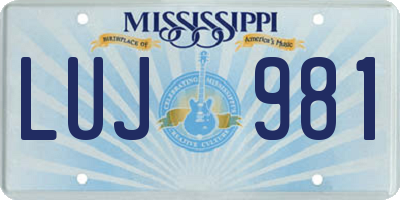 MS license plate LUJ981