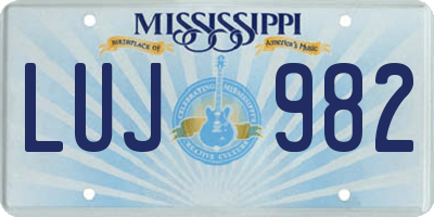 MS license plate LUJ982