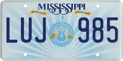 MS license plate LUJ985