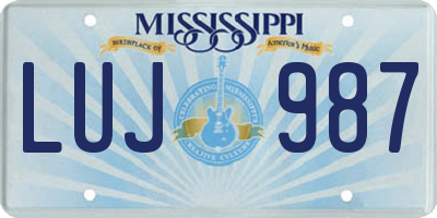 MS license plate LUJ987