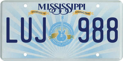 MS license plate LUJ988