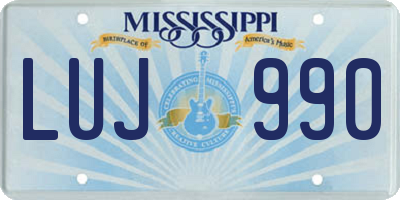 MS license plate LUJ990