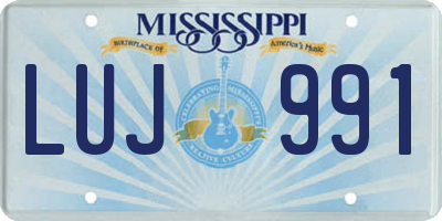 MS license plate LUJ991