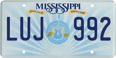 MS license plate LUJ992