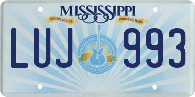 MS license plate LUJ993