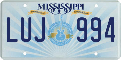 MS license plate LUJ994