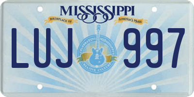 MS license plate LUJ997