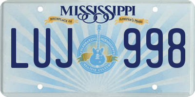 MS license plate LUJ998