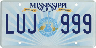 MS license plate LUJ999