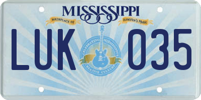 MS license plate LUK035