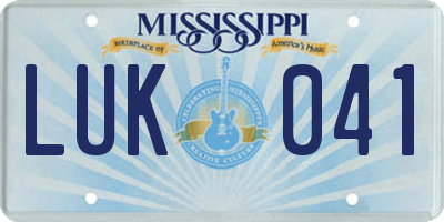 MS license plate LUK041