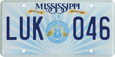 MS license plate LUK046