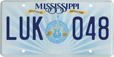 MS license plate LUK048