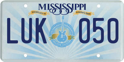 MS license plate LUK050