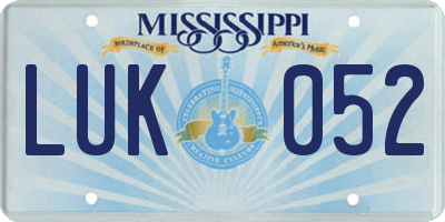 MS license plate LUK052