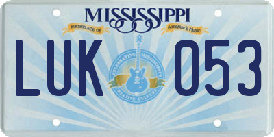 MS license plate LUK053