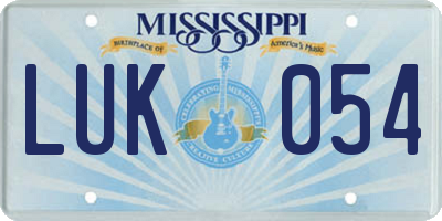 MS license plate LUK054